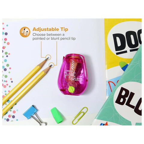 Bostitch Office Pencil Sharpener, Twist-N-Sharp, Easy Open Tray, Perfect for Kids, Works with Colored Pencils & Makeup Pencils, 3-Pack