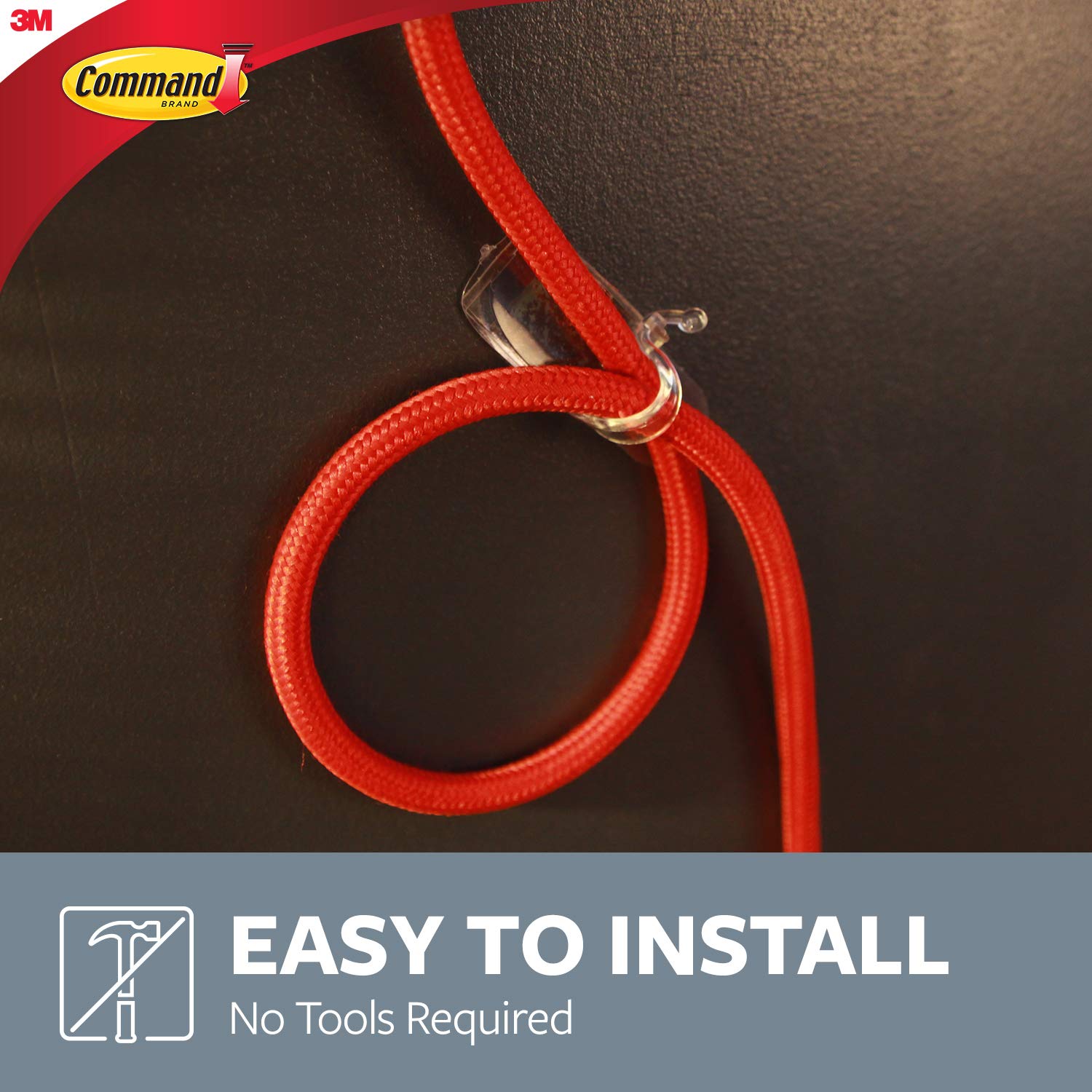 Command Cord Clips, 2 clips, 3 strips, Decorate Damage-Free (17303CLR-ES), Clear