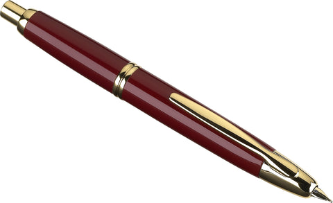 PILOT Vanishing Point Collection Refillable & Retractable Fountain Pen, Red Barrel with Gold Accents, Blue Ink, Broad Nib (60367)