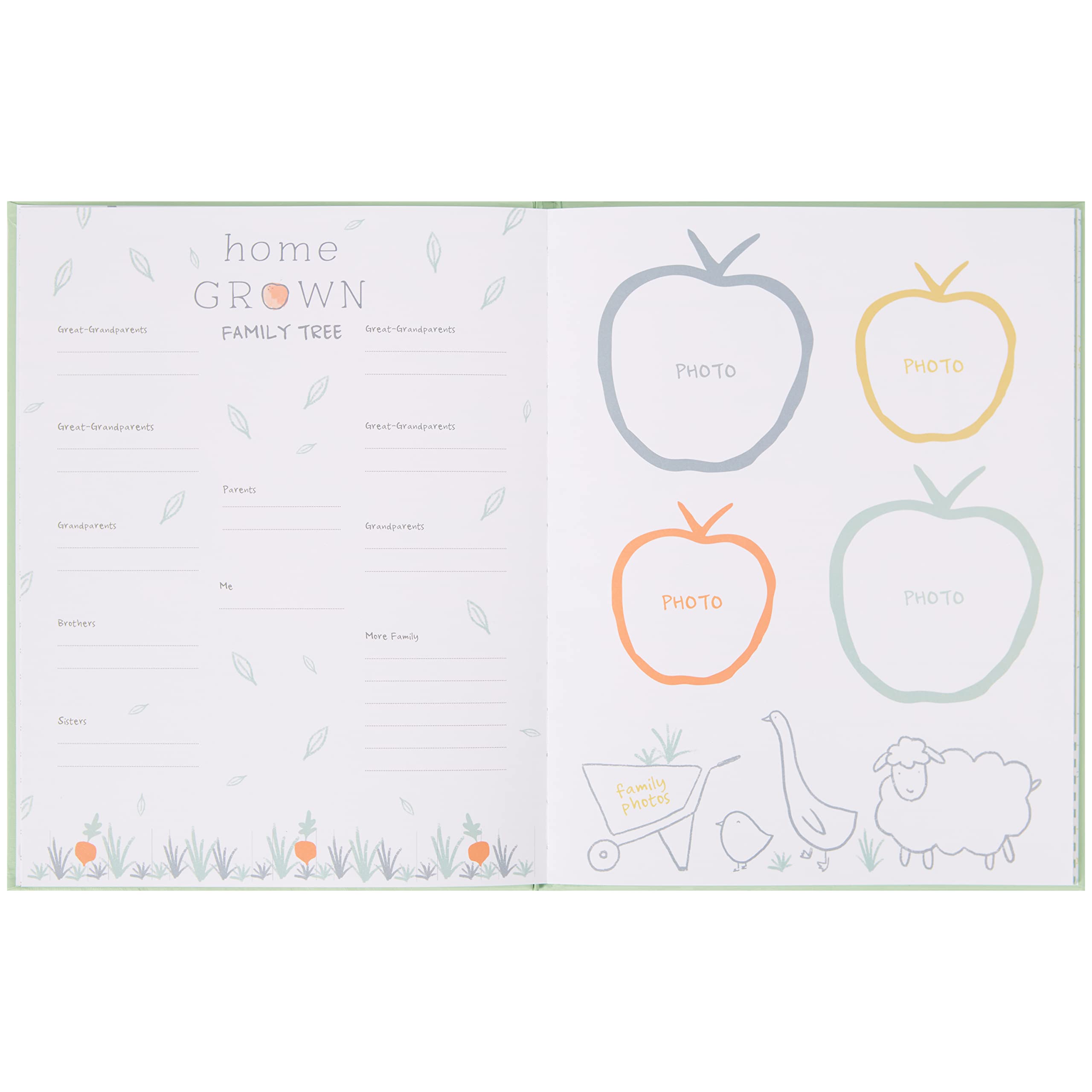 Carter's B2-24958 Homegrown Gender Neutral Baby Journal Memory Book, 48 Unique Pages, 8.7" x 11.2", Multicolor