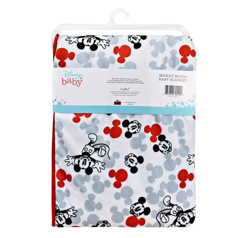 Cudlie Disney Baby Boy Mickey Mouse Double Sided Baby Blanket with Printed Mink Waffle & Satin Edge (30x40)