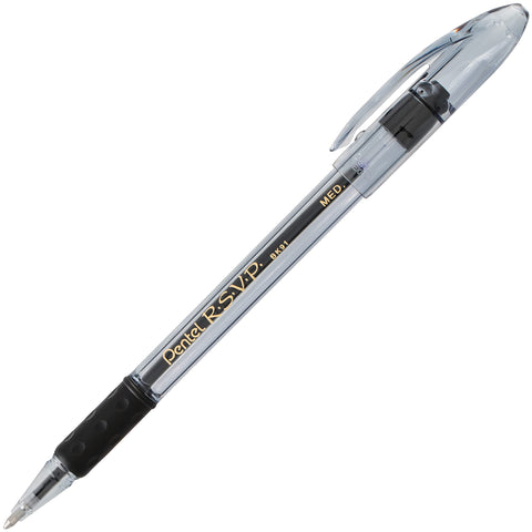 Pentel RSVP Colors Ballpoint Pen, (1.0mm), Medium Line, Black Ink, Pack of 2 (BK91CRBP2A)
