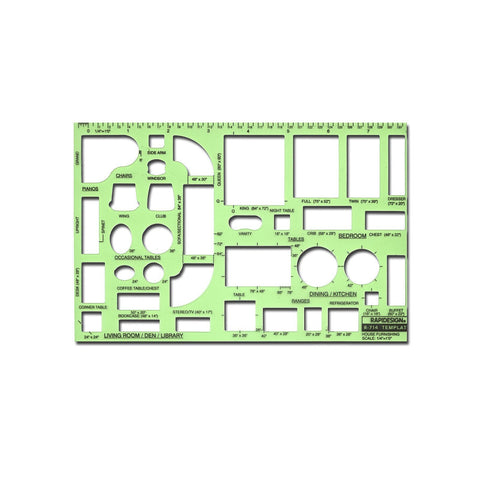 Rapidesign House Furnishings Template, 1/8 Inch = 1 Foot Scale, 1 Each (R714A)