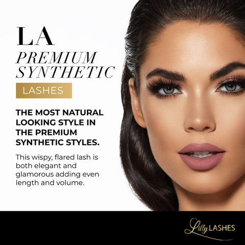 Lilly Lashes Premium Synthetic Lashes LA, Fake Eyelashes Natural Look, Full Bodied Natural Look, False Lashes, Vegan Strip Lash, Reusable Up to 10 Wears, 15mm