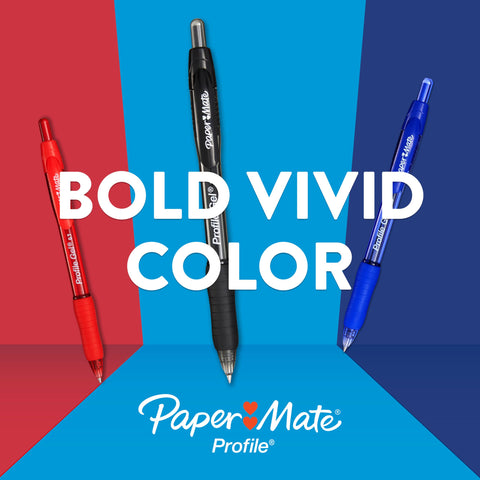 Paper Mate Gel Pen, Profile Retractable Pen, Medium Point (0.7 mm), Assorted Colours, 8 Count