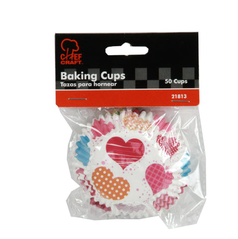 Chef Craft Paper Patterned Cupcake Liners, 50 count, Red/Orange/Yellow/Pink Blue