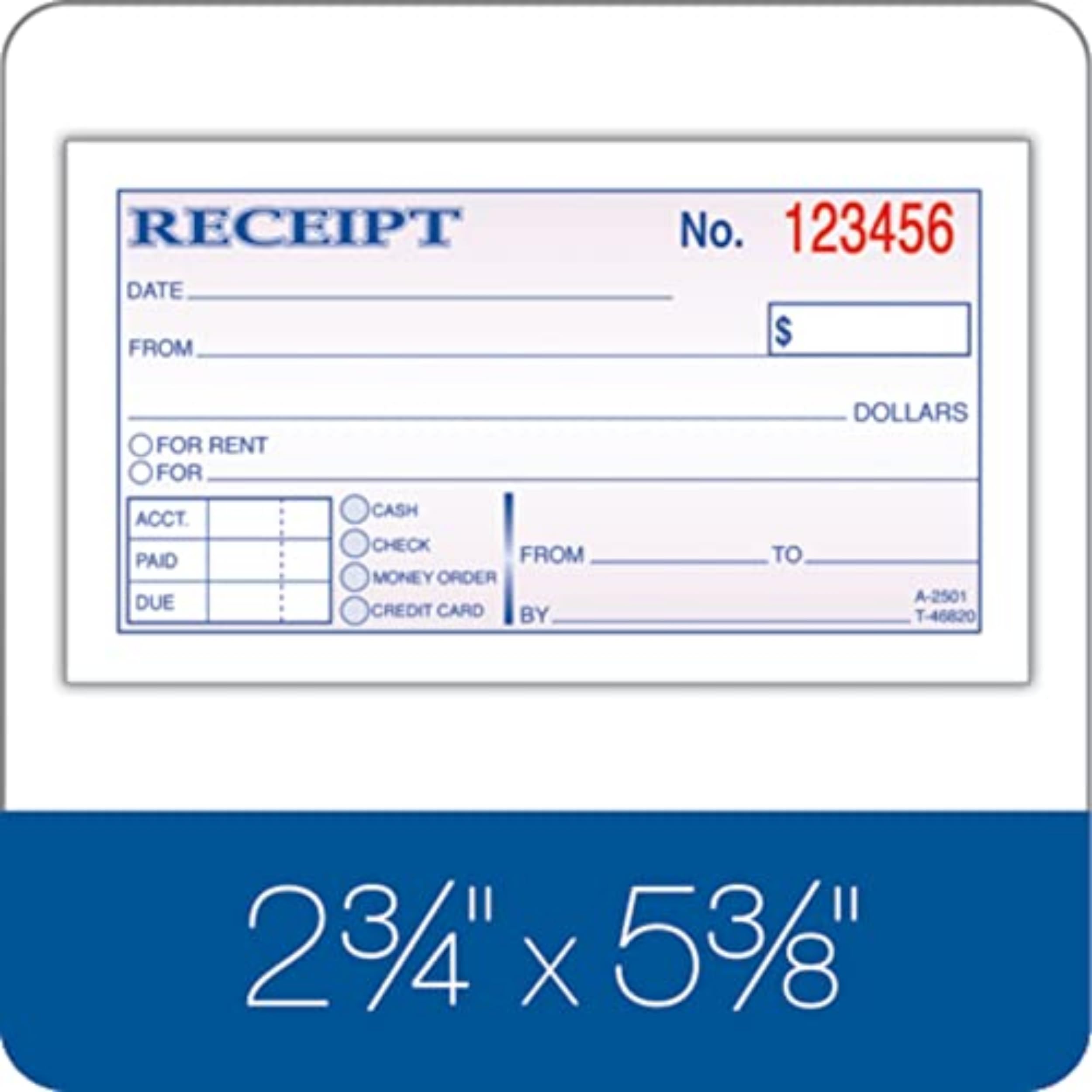 TOPS Money Receipt Book, 2-Part, Carbonless, 2 5/8 x 5 3/8 Inches, 50 Sheets, White and Canary, (46820)