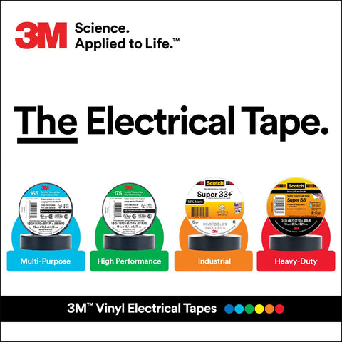 3M Scotch Super 33+ Electrical Tape - 3/4 in x 36 yds, Premium Grade All-Weather Vinyl, Resistant to Abrasion, Moisture, Corrosion, Alkalies - Black, 1 Roll
