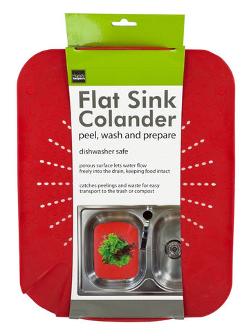 bulk buys OF449 Flat Sink Colander, White/Red