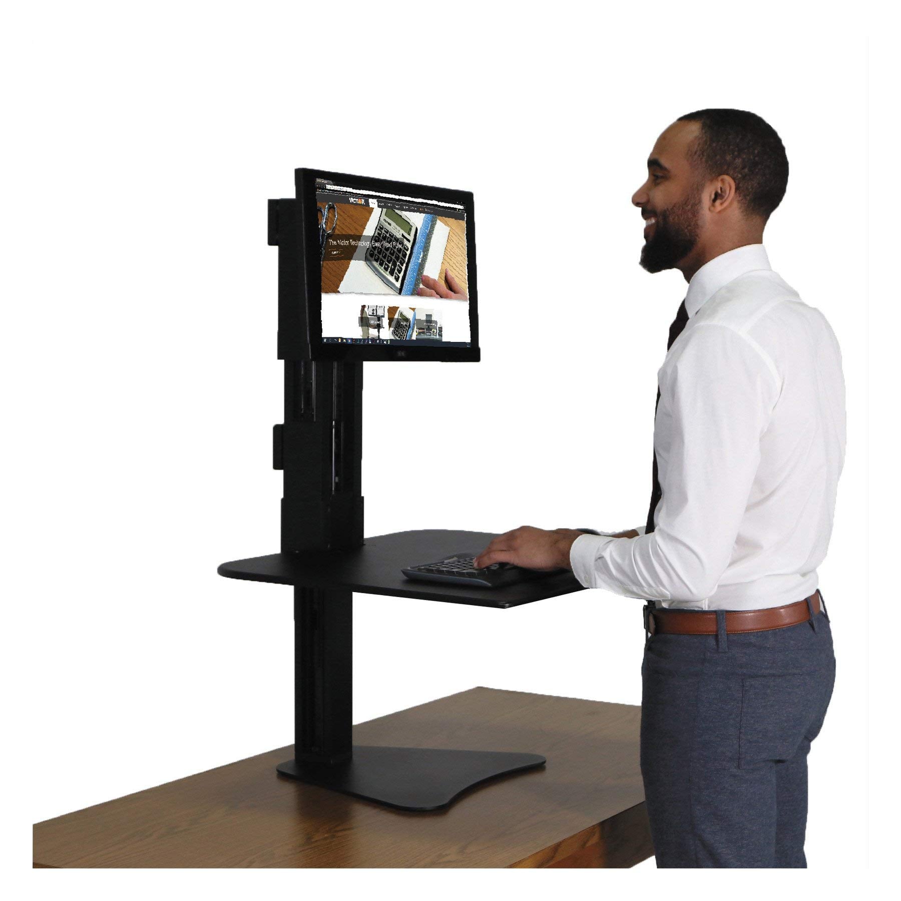 Victor High Rise Standing Desk Workstation, 28" X 23" X 10.5" to 15.5", Black