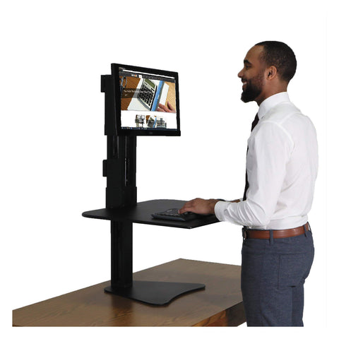 Victor High Rise Standing Desk Workstation, 28" X 23" X 10.5" to 15.5", Black