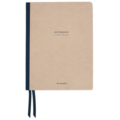 AT-A-GLANCE Notebook, Casebound, Ruled, 80 Sheets, 9-1/2 x 7-1/4", Collection, Tan/Blue (YP146-07)