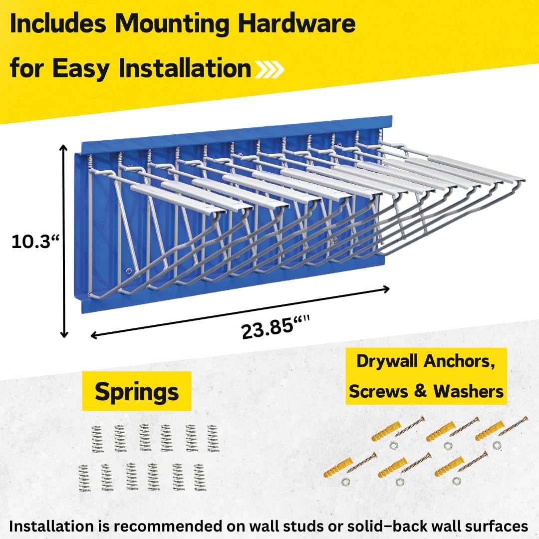 Adir Wall Mount Blueprint Rack - Blue Print Organizer, Poster Wall Mount Display, Map Storage Holder with 12 Pivot Brackets - Plan Rack for Office (Without Blueprint Clamps)