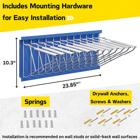 Adir Wall Mount Blueprint Rack - Blue Print Organizer, Poster Wall Mount Display, Map Storage Holder with 12 Pivot Brackets - Plan Rack for Office (Without Blueprint Clamps)