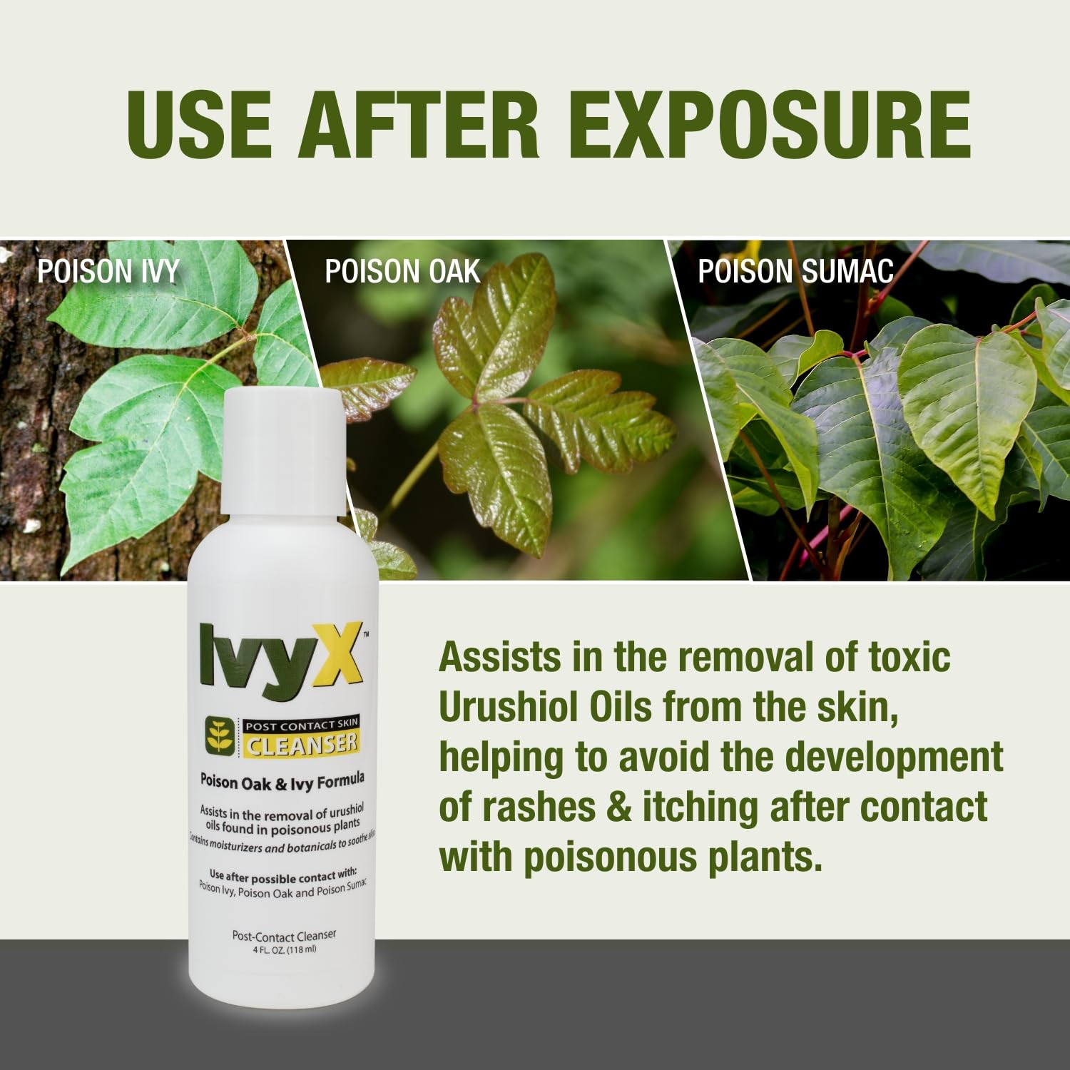 CoreTex Ivy X Post-Contact Poison Ivy Cleanser Lotion - 8oz Bottle of USA-Made Treatment Lotion to Remove Itchy Rashes - Also Works on Poison Oak & Sumac Oils