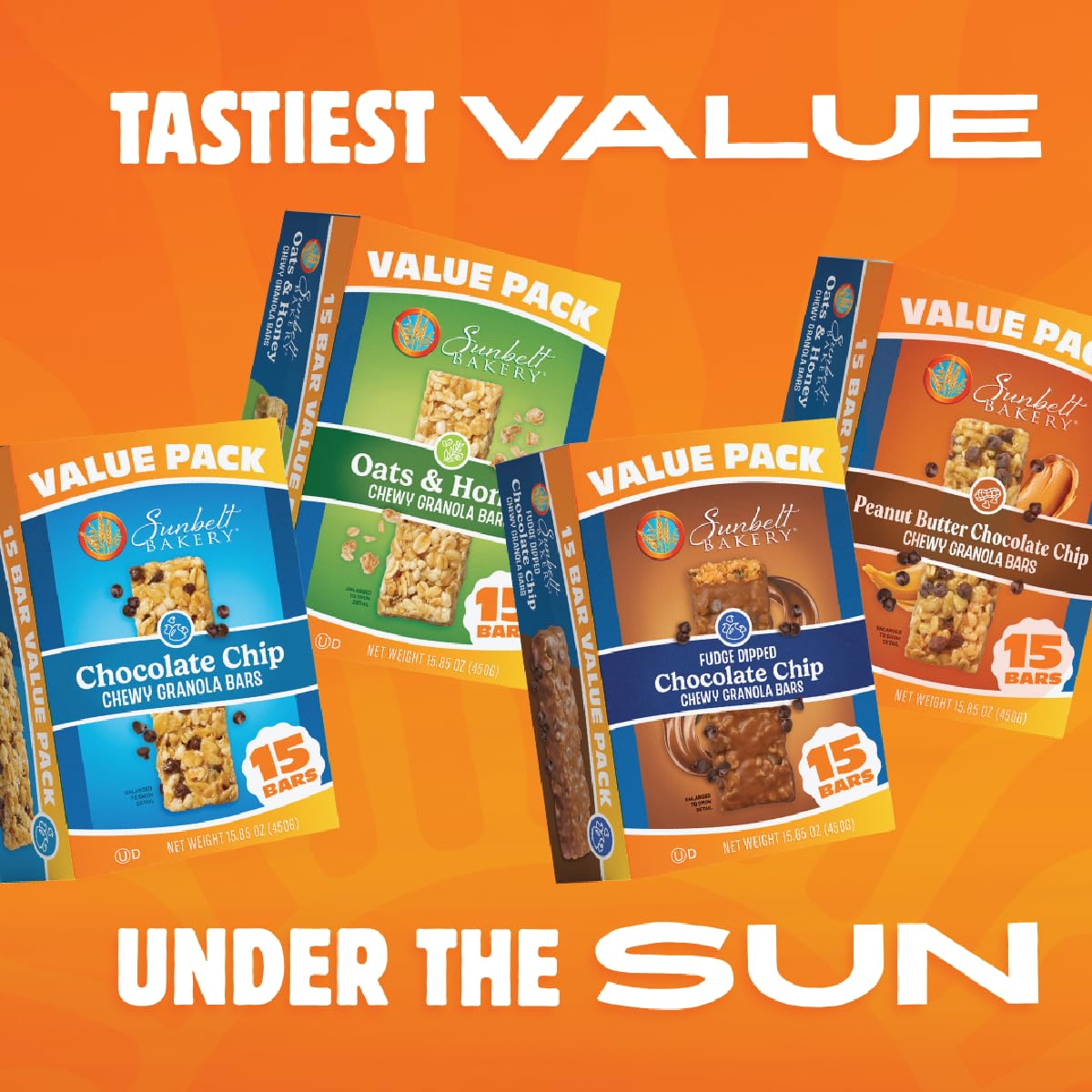 Sunbelt Bakery Fudge Dipped Chocolate Chip Chewy Granola Bars, Value Pack, 15 Count (Pack of 1)