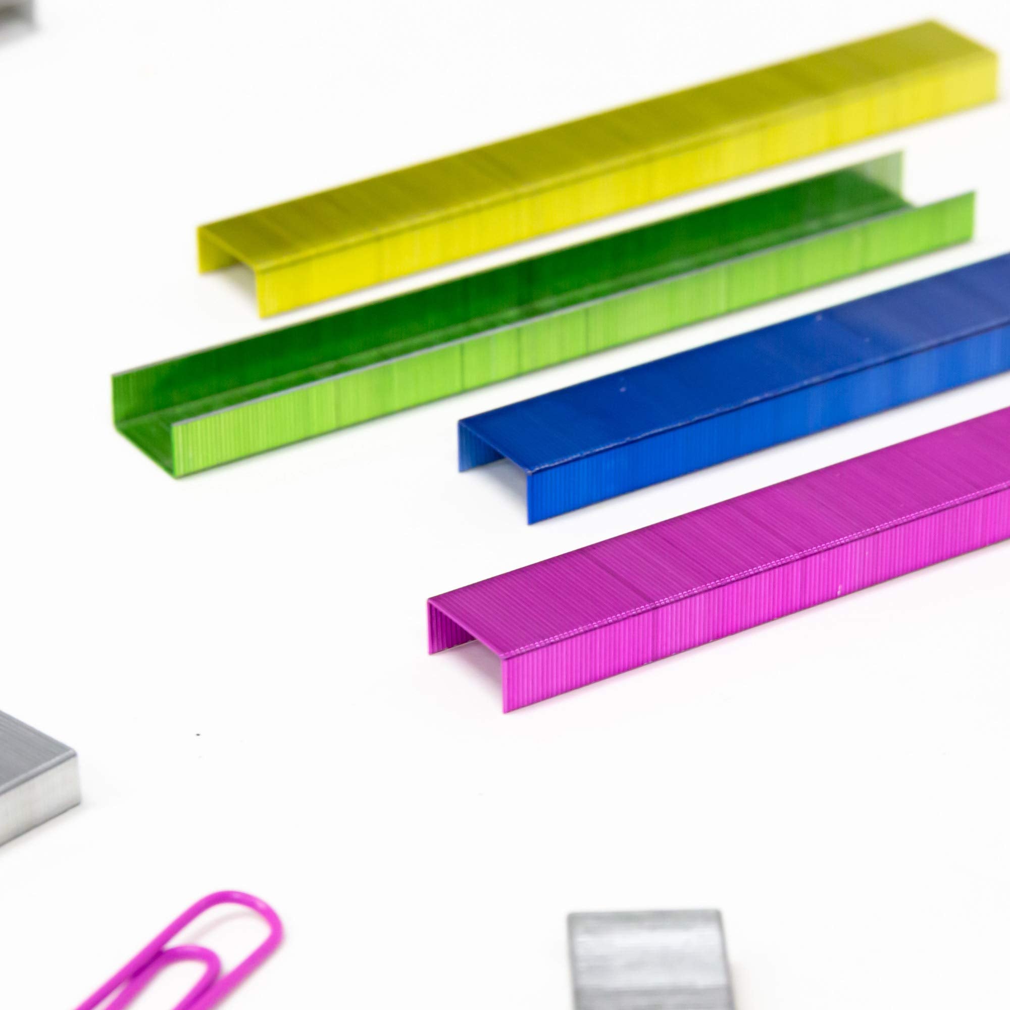 BAZIC Staples Standard (26/6) Metallic Color 3000/Pack, Stapler Refill Standard Size Staple, Assorted Colors, 1-Pack
