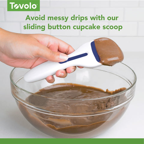 Tovolo Cupcake Scoop Batter Dispenser for Cupcakes Muffins Pancakes and Cookie Dough, Easy to Clean Batter Scoop Slide Dispenses Quicker for Even Size Baked Goods Kitchen Gadget, Fuchsia