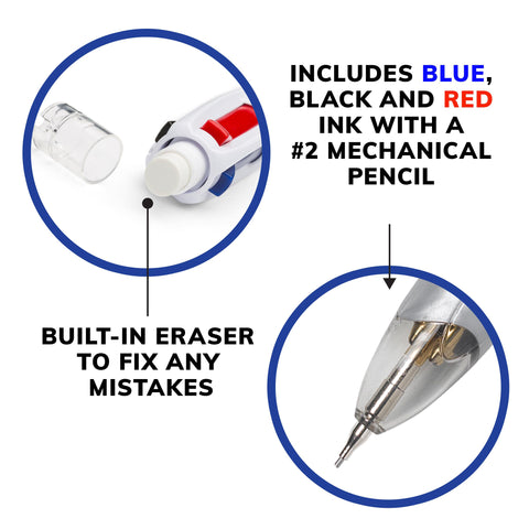 BIC 4-Color 3+1 Retractable Ballpoint Pen with Red, Blue, Black Ink and 0.7 mm Mechanical Pencil, 1-Count in Assorted Ink