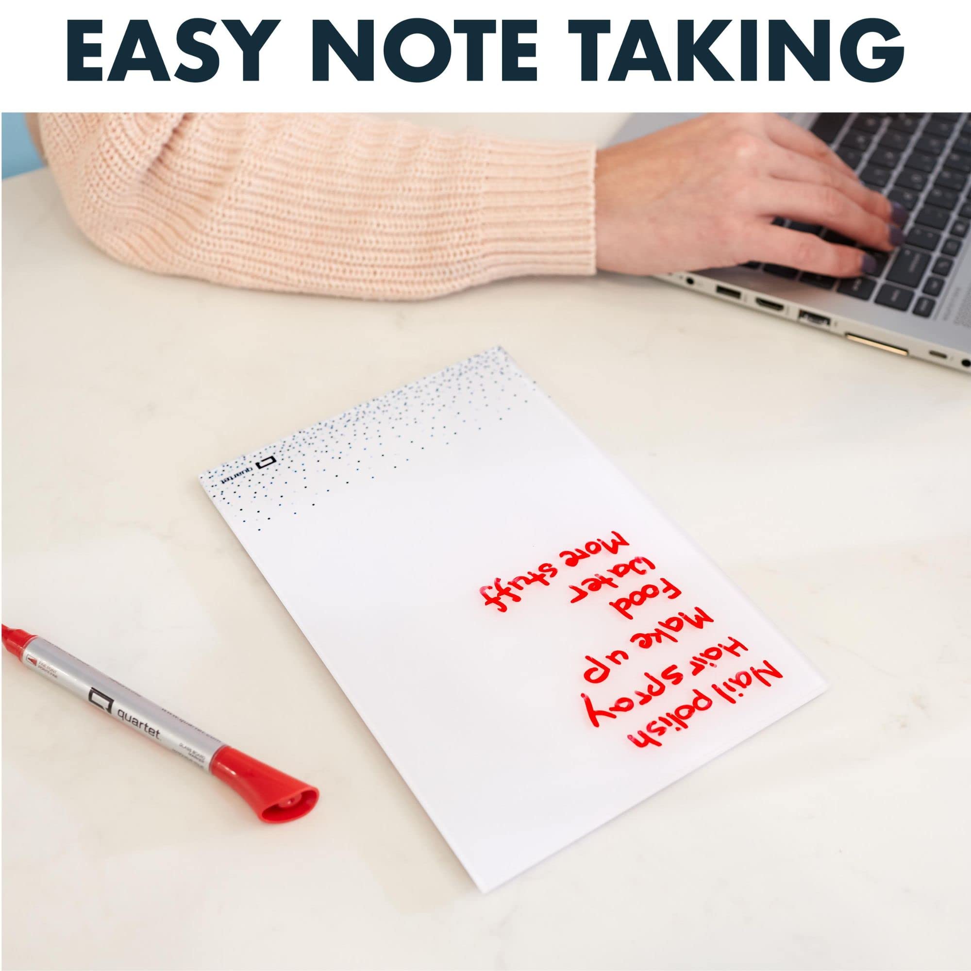 Quartet Glass Desktop Notepad, 9" x 6", Whiteboard, Dry Erase Surface, Dot/White, 2 Pack (GDP96D)