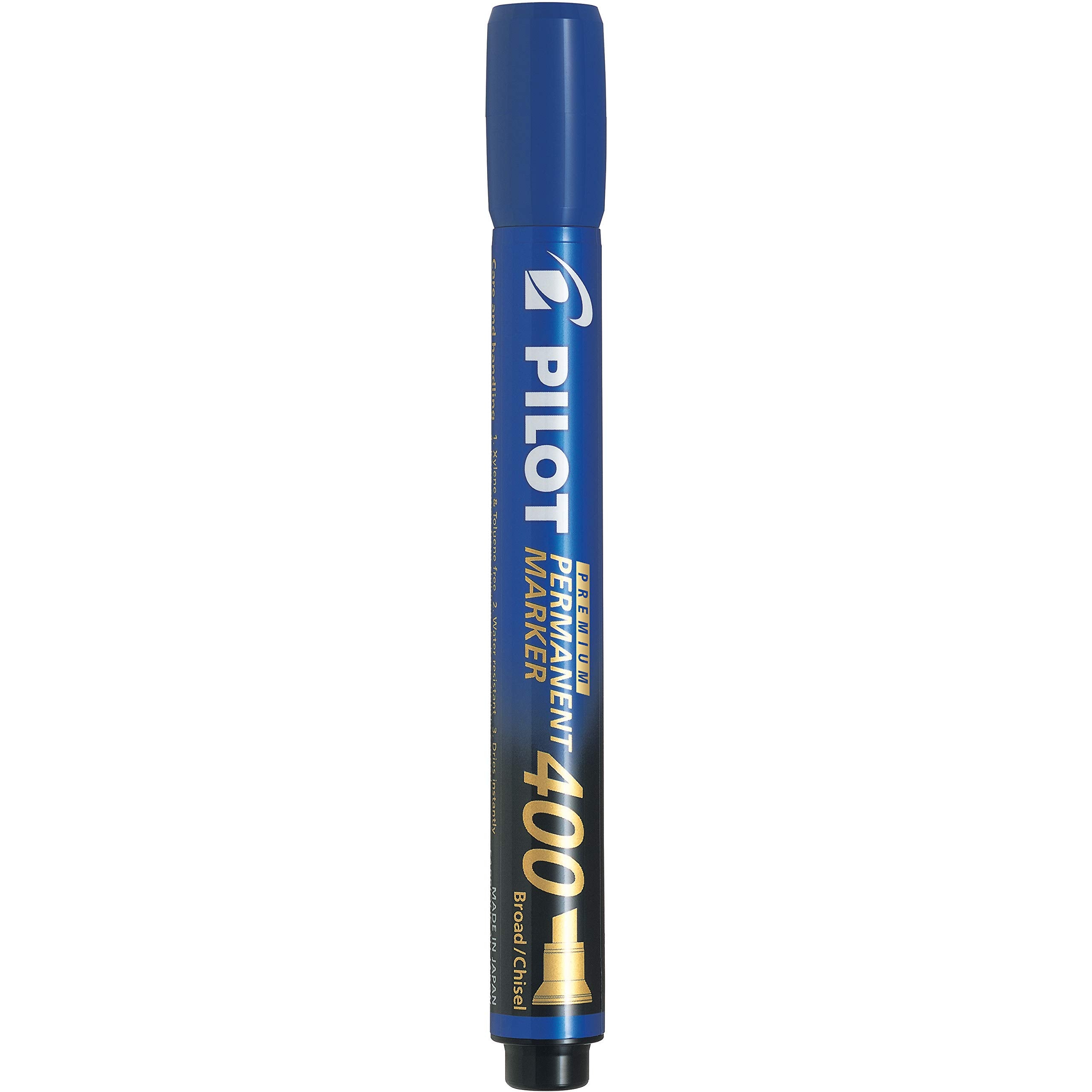 PILOT Premium 400 Permanent Markers, Broad Point Chisel Tip, Blue Ink, Box of 12 (SA4-BLU)