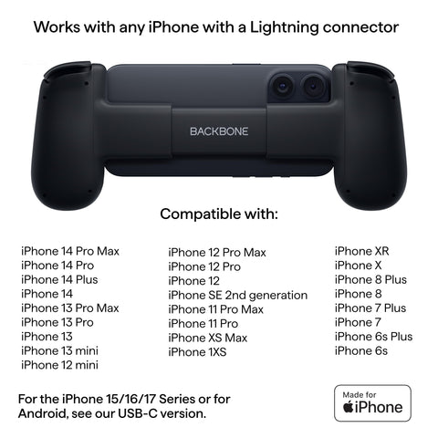 BACKBONE One Mobile Gaming Controller for iPhone 14 & Older (Lightning) 2nd Gen, Phone Controller, Play Xbox, PlayStation, PC, App Games & More (With 3 Months of Apple Arcade Access)