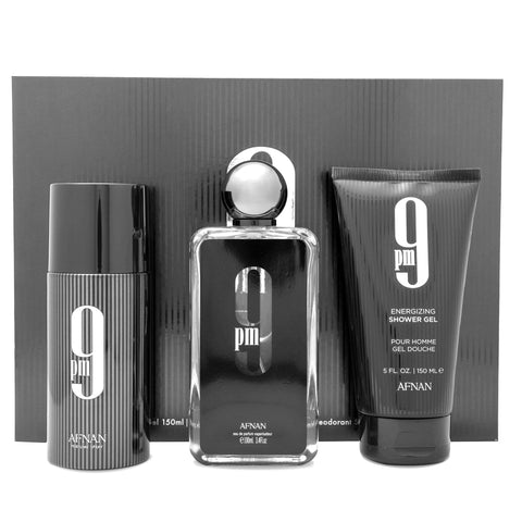Afnan 9 PM Luxury Perfume Gift Set – Eau De Parfum (3.4 Oz), Deodorant (5.0 Oz), Shower Gel (5.0 Oz)