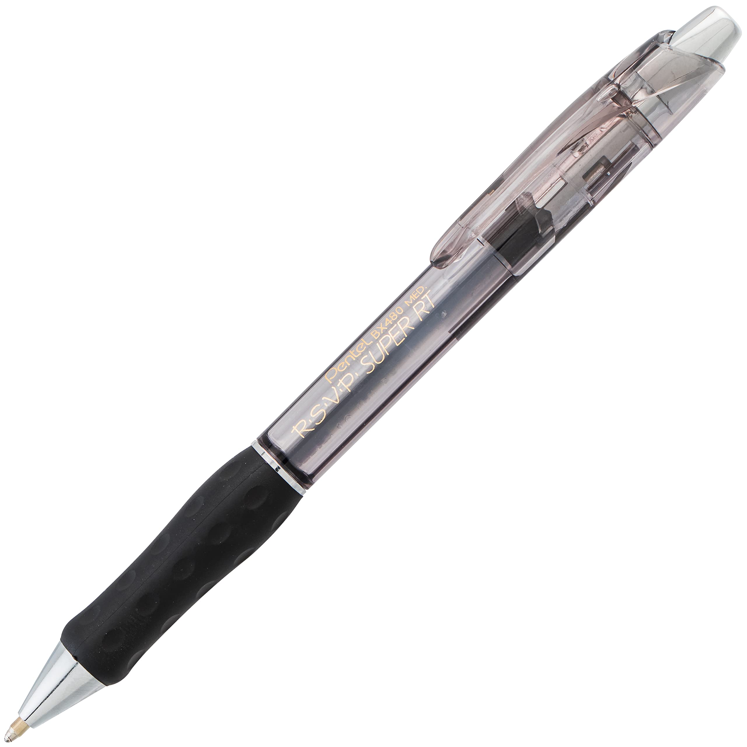 Pentel RSVP Super RT Ballpoint Pen, (1.0mm) Medium Line, Black Ink, Pack of 2 (BX480BP2A)