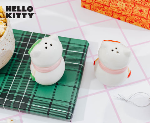 Silver Buffalo Sanrio Hello Kitty Snowman Ceramic Salt and Pepper Shaker Set, 5” x 2” x 3.5”