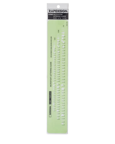 Rapidesign Microfont Letter and Number Template, 5/32, 3/16, 1/4 Inch Sizes, 1 Each (R965)