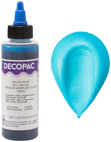 DECOPAC Food Coloring, Airbrush Food Color, Edible Airbrush For Cake Decorating, Cookie Airbrush Coloring, Food Airbrush Kit Add-on, Airbrushes For Cake Decorating 4 Fl Oz - Malibu Blue