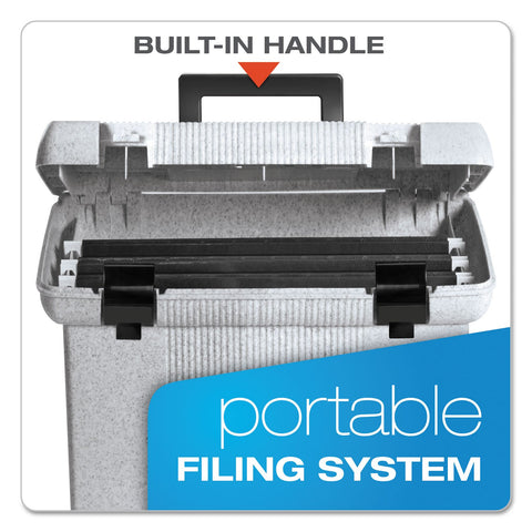 Pendaflex Portable File Box with File Rails, Hinged Lid with Double Latch Closure, Black, Includes 3 Letter Size Hanging Folders (41732)