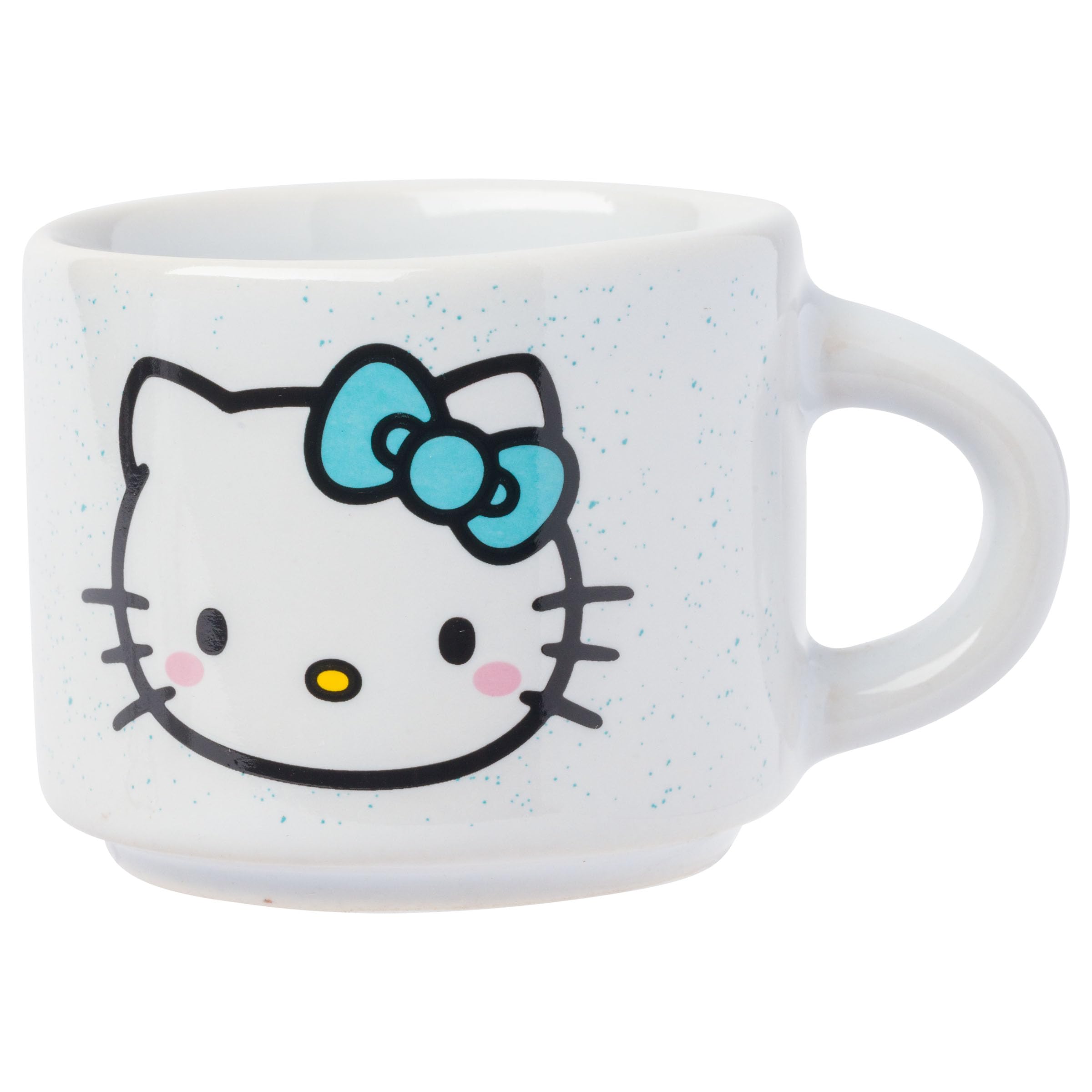 Silver Buffalo Sanrio Hello Kitty Different Colored Bows 4pc Stackable Ceramic Espresso Mug Set with Storage Rack, 3 Ounces