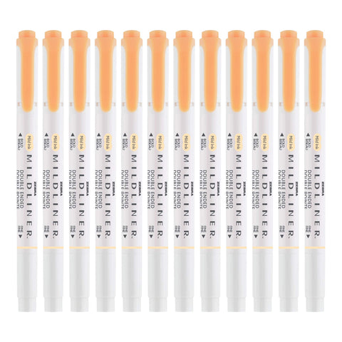 Zebra Pen Mildliner Dual-Tip Highlighters, Broad and Fine Tips, Ideal for Bible Highlighting, No Bleed, School Supplies, Teacher Supplies, and Office Supplies, Mild Orange Ink, 12-Pack (78190upc)