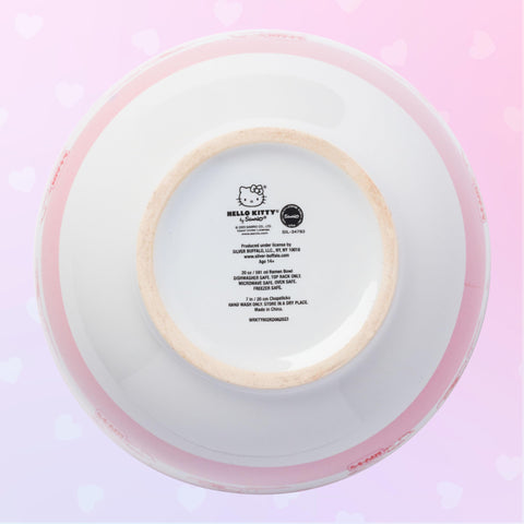 Silver Buffalo Sanrio Hello Kitty Strawberry Milk Pattern Ceramic Ramen Noodle Rice Bowl with Chopsticks, Microwave Safe, 20 Ounces