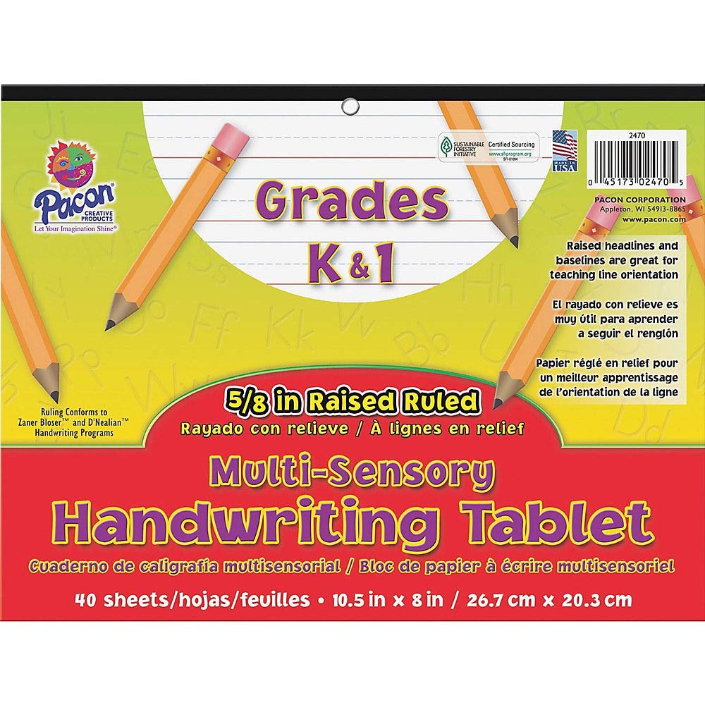 Pacon 2470 Multi-Sensory Handwriting Tablet, 10-1/2 x 8, 40 Sheets/Pad