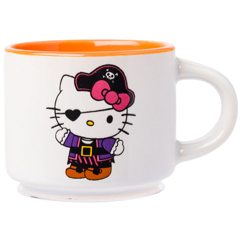 Silver Buffalo Sanrio Hello Kitty Halloween Themed 4 pack Ceramic Espresso Set with Storage Rack, 3 Ounces