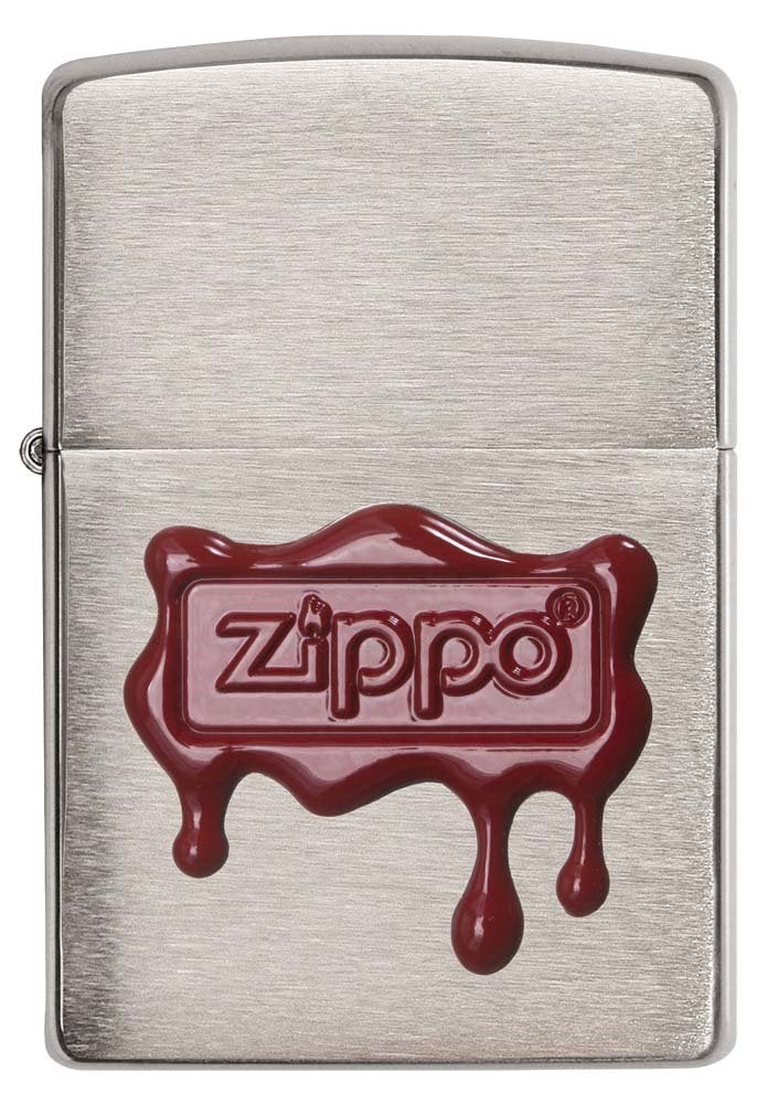 Zippo Red Wax Seal Brush Chrome Pocket Lighter
