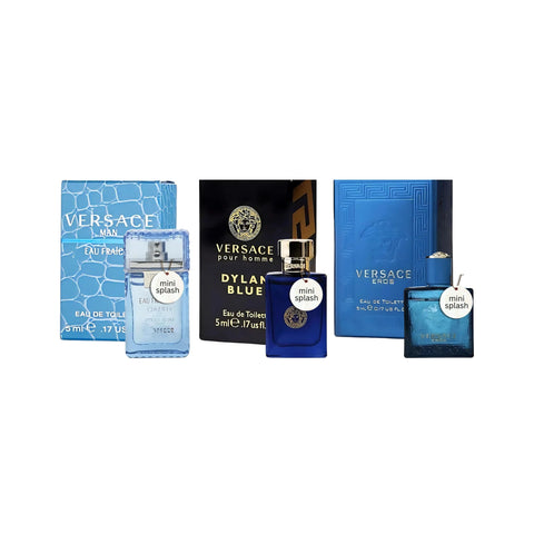Versace Miniature Variety Trio Collection Perfume Gift Set for Men 0.17 oz/5 ml Splashes 1