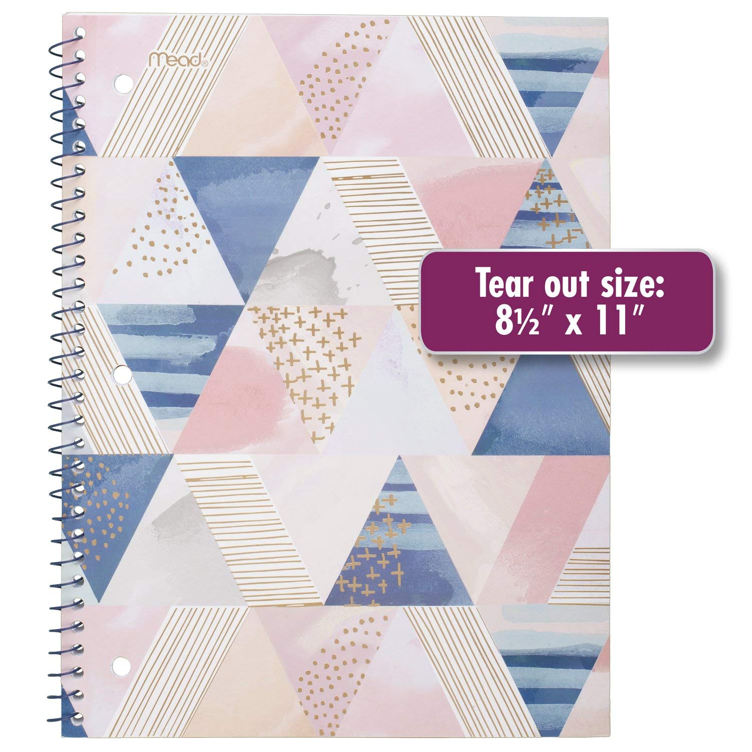 Mead Spiral Notebook, 1 Subject, College Ruled Paper, 70 Sheets, 10-1/2" x 7-1/2", Shape It Up, Design Will Vary, 1 Notebook (07152)
