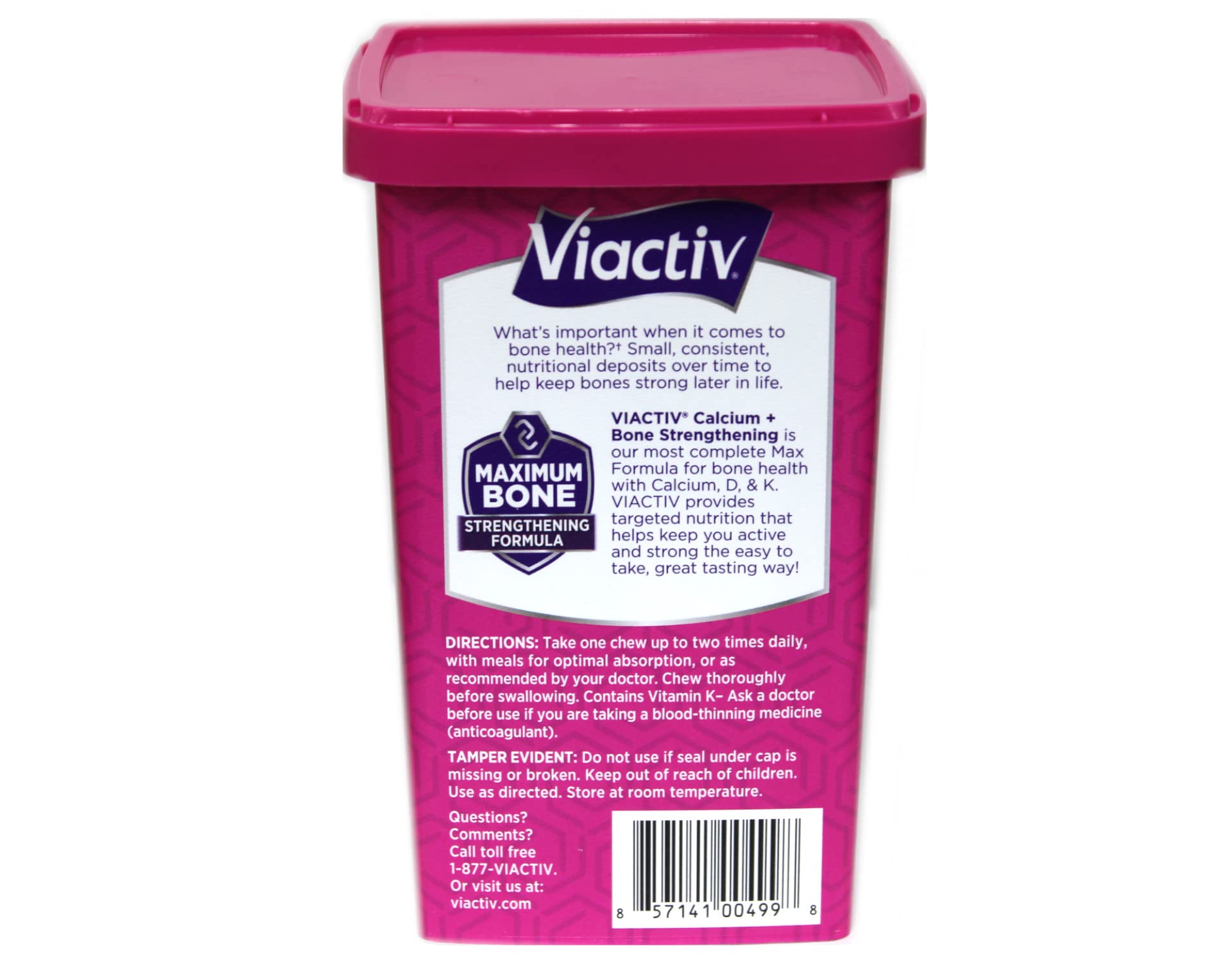 Viactiv Max Formula Calcium +Vitamin D3 Supplement for Bone Health Milk Chocolate, 100 Soft Chews - 3 Pack