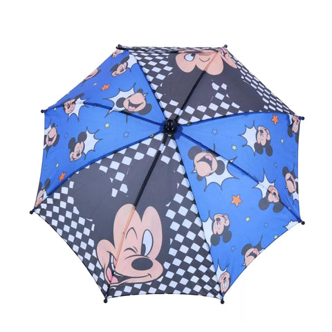 Disney Kids Umbrella, Lightning or Mickey Mouse Toddler and Little Boy Rain Wear for Ages 3-6 (Checkered Mickey)