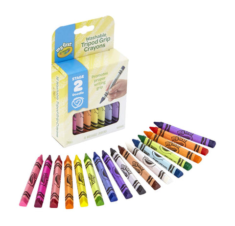 Crayola My First, Washable Tripod Crayons for Toddlers, 16ct