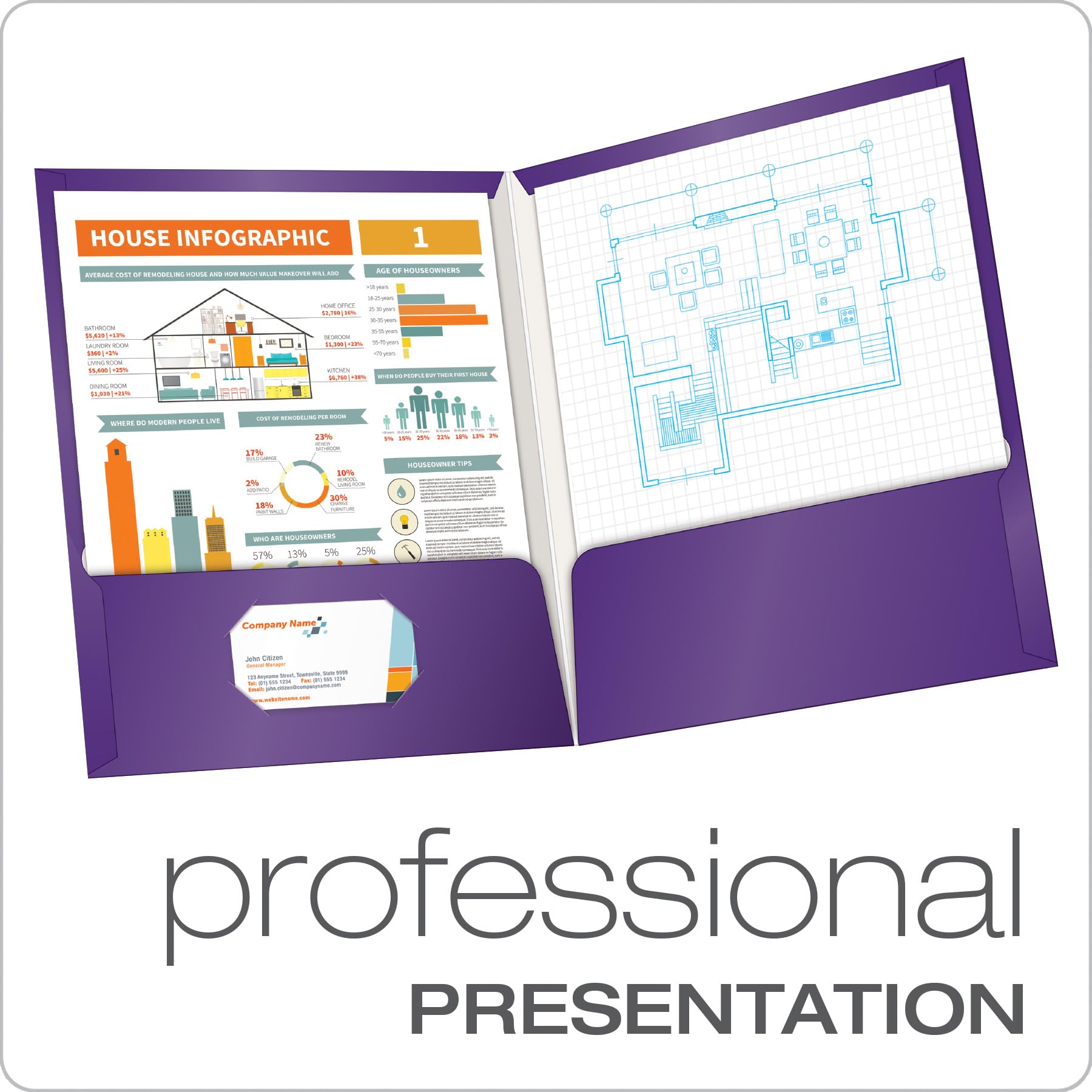 Oxford Laminated Twin-Pocket Folders, Letter Size, Purple, Holds 100 Sheets, Box of 25 (51726EE)