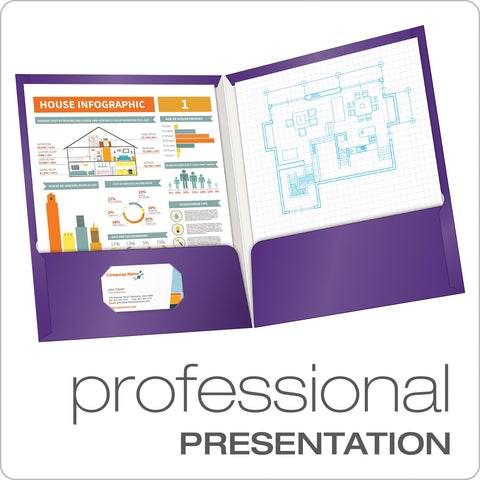 Oxford Laminated Twin-Pocket Folders, Letter Size, Purple, Holds 100 Sheets, Box of 25 (51726EE)