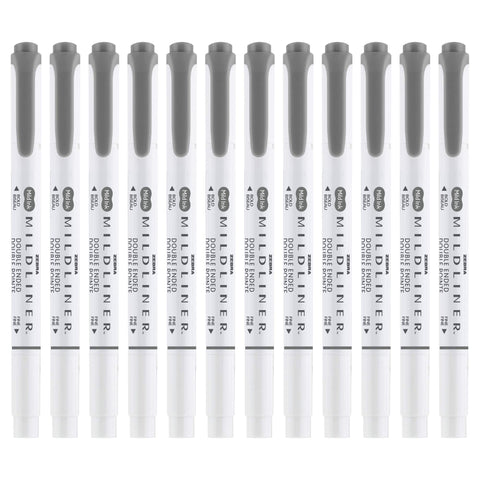 Zebra Pen Mildliner Dual-Tip Highlighters, Broad and Fine Tips, Ideal for Bible Highlighting, No Bleed, School Supplies, Teacher Supplies, and Office Supplies, Mild Dark Gray Ink, 12-Pack (78510upc)