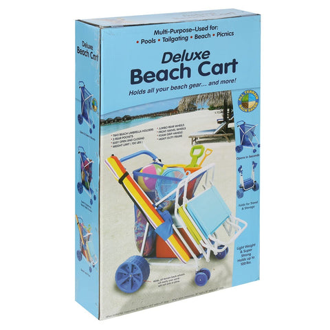 Folding Multi-Purpose Deluxe Beach Cart With Wide Terrain Wheels - Holds Your Beach Gear and more!