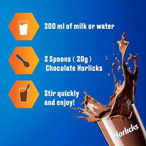 Horlicks Chocolate Malt Drink Powder 400g – Made in UK - Creamy & Delicious Chocolate Flavor, Easy to Prepare with Hot or Cold Milk