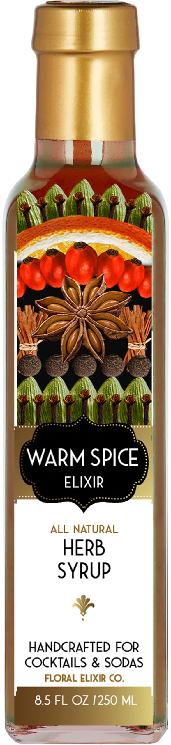 Floral Elixir Co. - All Natural HERB Syrup for Cocktails & Sodas, 8.5 oz (Warm Spice)