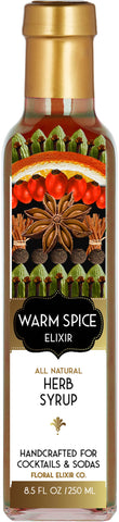 Floral Elixir Co. - All Natural HERB Syrup for Cocktails & Sodas, 8.5 oz (Warm Spice)